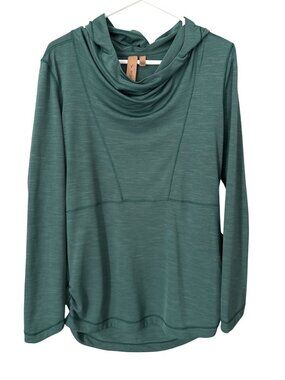 Indyeva Hoodie Size Small Cowl Neck Long Sleeve Pullover Teal Athleisure Workout